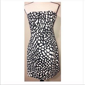 Laundry Shelli Segal Dress 4 Knee Length Animal Print Pleated Bodice Strapless